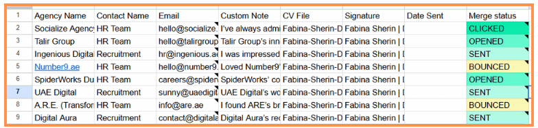 cold email excel sheet for mass sending