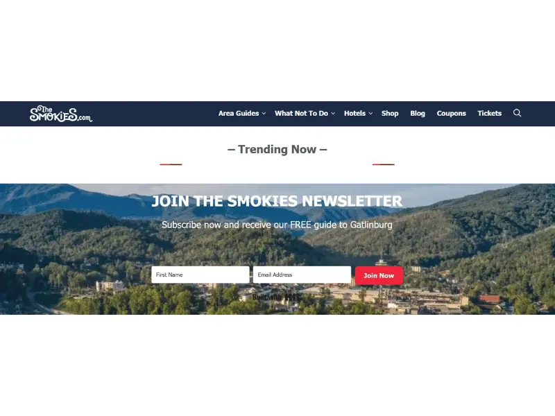 The smokies website homepage